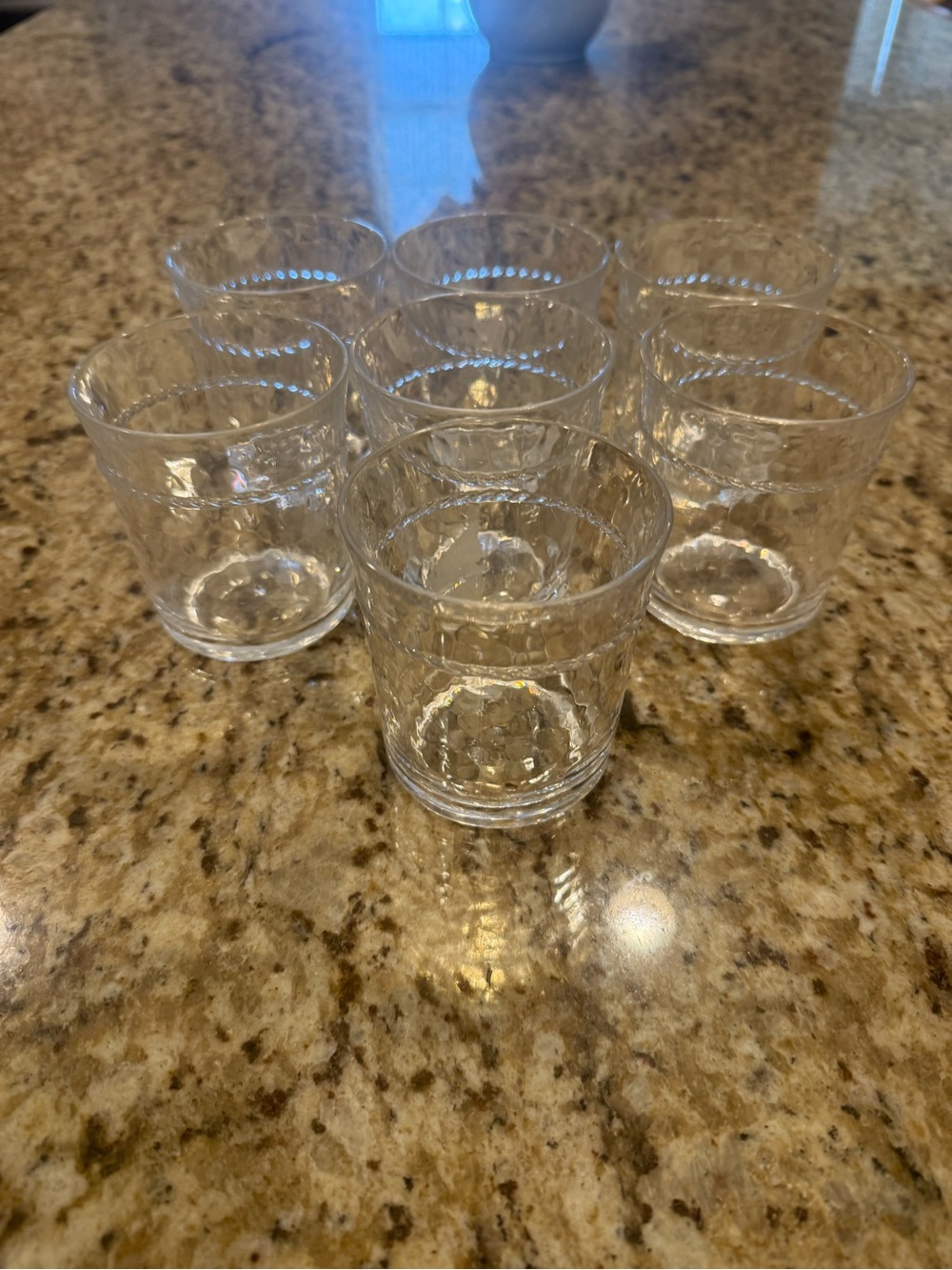 Pottery Barn Clear Textured Glass Tumblers - Set of 7